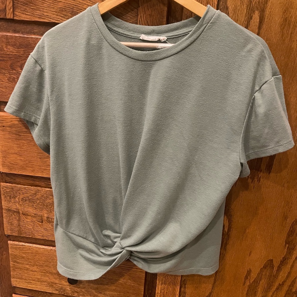 Adidas Green Tie Front Short Sleeve Tee